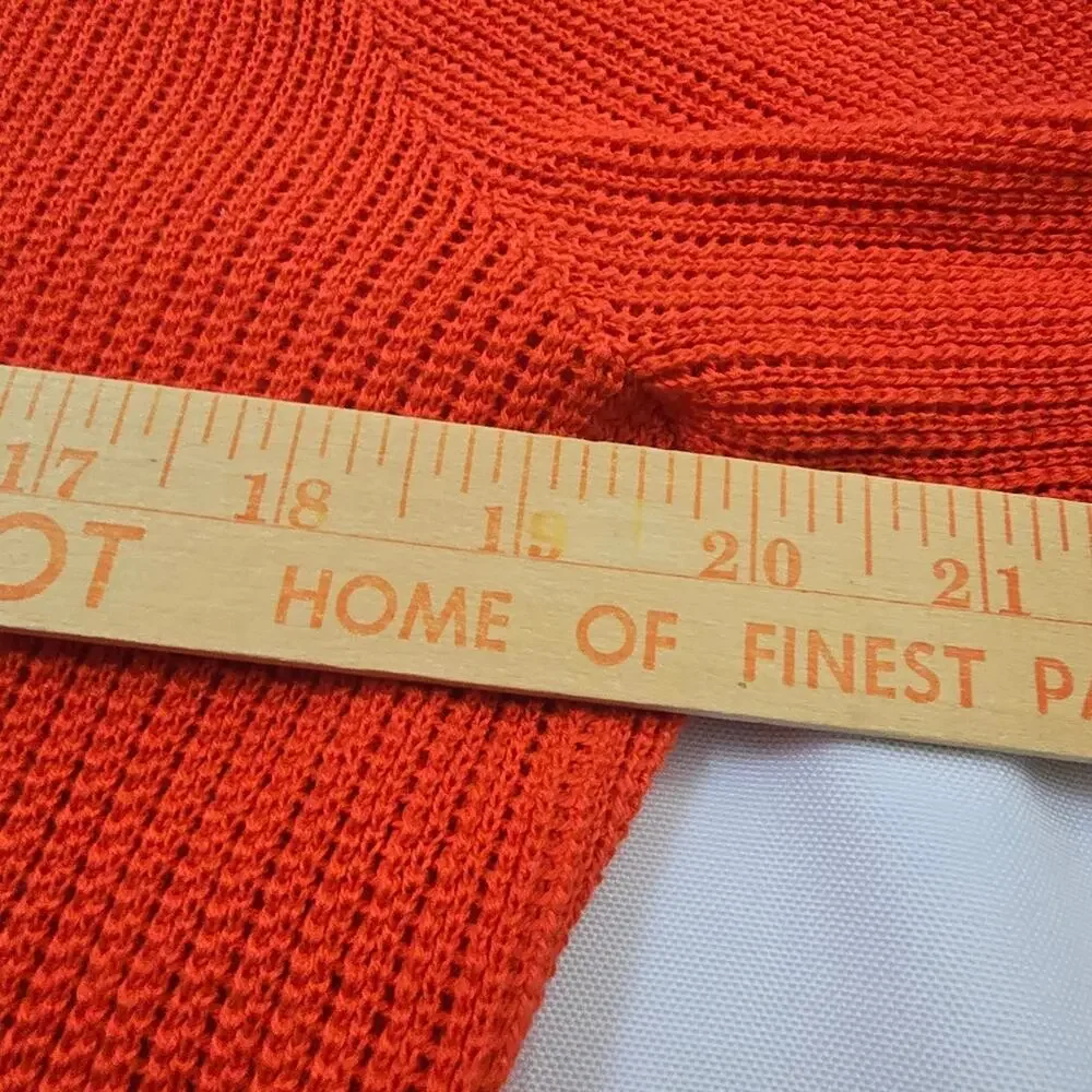 Talbots Red Open Front Cardigan Sweater L Pointelle Knit Cotton Modal Office